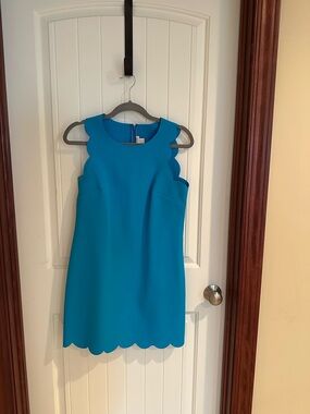 J. Crew Scallop-Trim Teal Blue Mini Dress